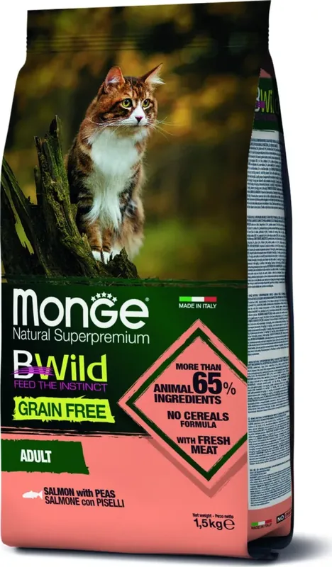 Monge BWild Grain Free Cat Adult Lazac & borsó 1,5 kg Expressz szállítás
