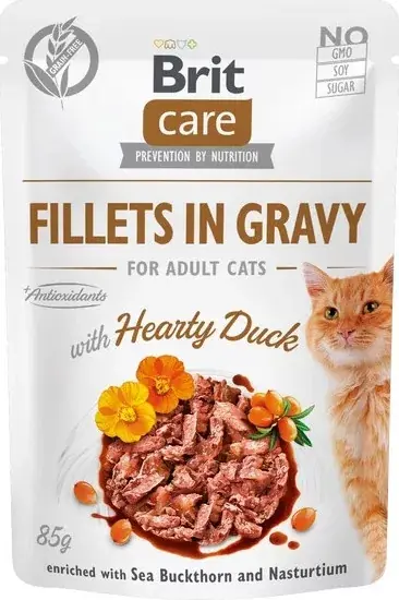 Biztonságos fizetés Brit Care Cat Fillets in Gravy With Hearty Duck 4x85 g