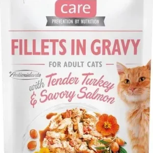 Akciós ár Brit Care Cat Fillets in Gravy With Tender Turkey & Savory Salmon 24x85 g