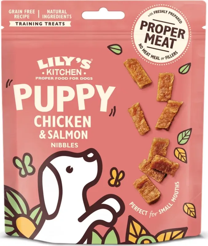 Akció Lily‘s Kitchen Dog Puppy Chicken & Salmon Nibbles 70 g
