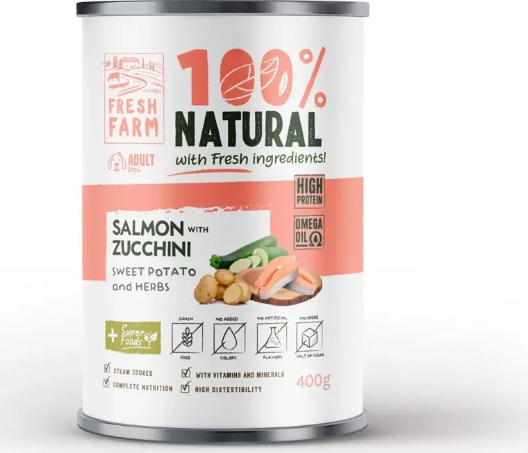 Fresh Farm Coarse pate with salmon, zucchini, sweet potatoe & herbs 400 g Prémium