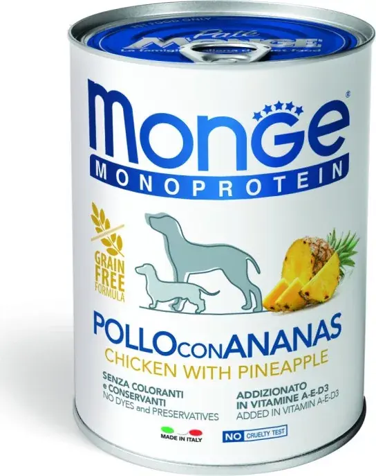 Monge Dog MONOPROTEIN Fruits Paté csirke-ananász 400 g Utolsó esély