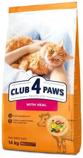 CLUB 4 PAWS Premium Borjúhússal Száraz Macskaeledel 14 kg Bestseller