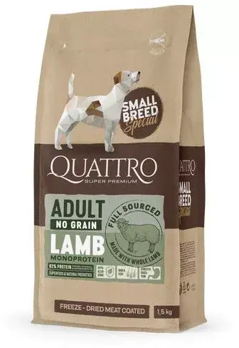 Akciós ár QUATTRO Hypoallergenic SMALL BREED ADULT LAMB kutyatáp 1,5 kg