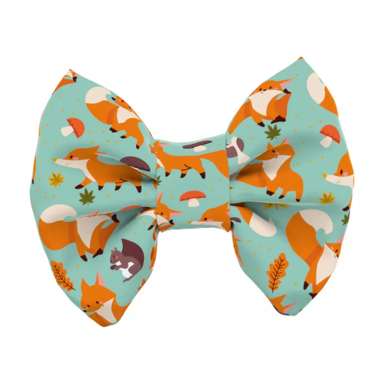Biztonságos vásárlás Róka mintás, zöld - Kutya csokornyakkendő - Cute Little Fox Light - april & june
