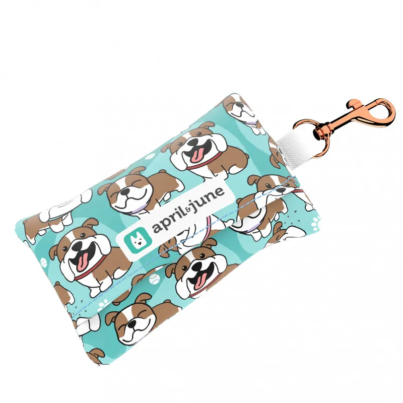Angol bulldog, kék - Kutyakaki zacskó tartó - English Bulldog, blue - april & june Expressz kézbesítés