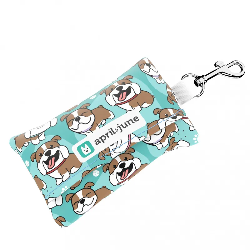 Angol bulldog, kék - Kutyakaki zacskó tartó - English Bulldog, blue - april & june Expressz szállítás
