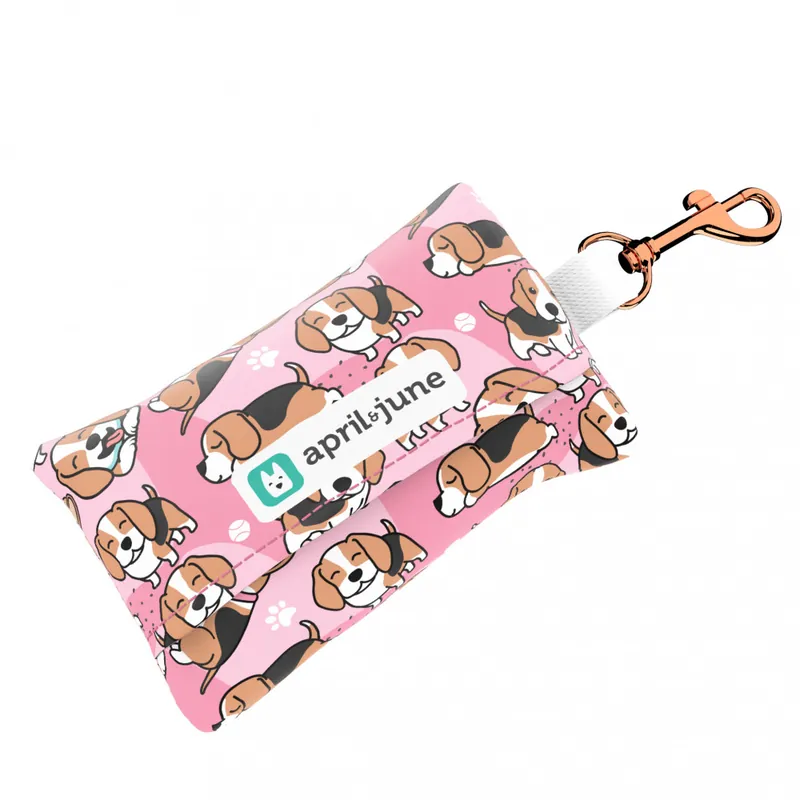 Beagle, rózsaszín - Kutyakaki zacskó tartó - pink - april & june Utolsó esély