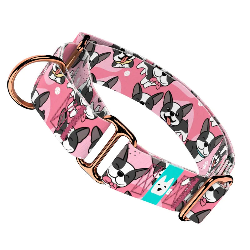 Boston Terrier, rózsaszín - Kutya Félfojtó Nyakörv - april & june Prémium