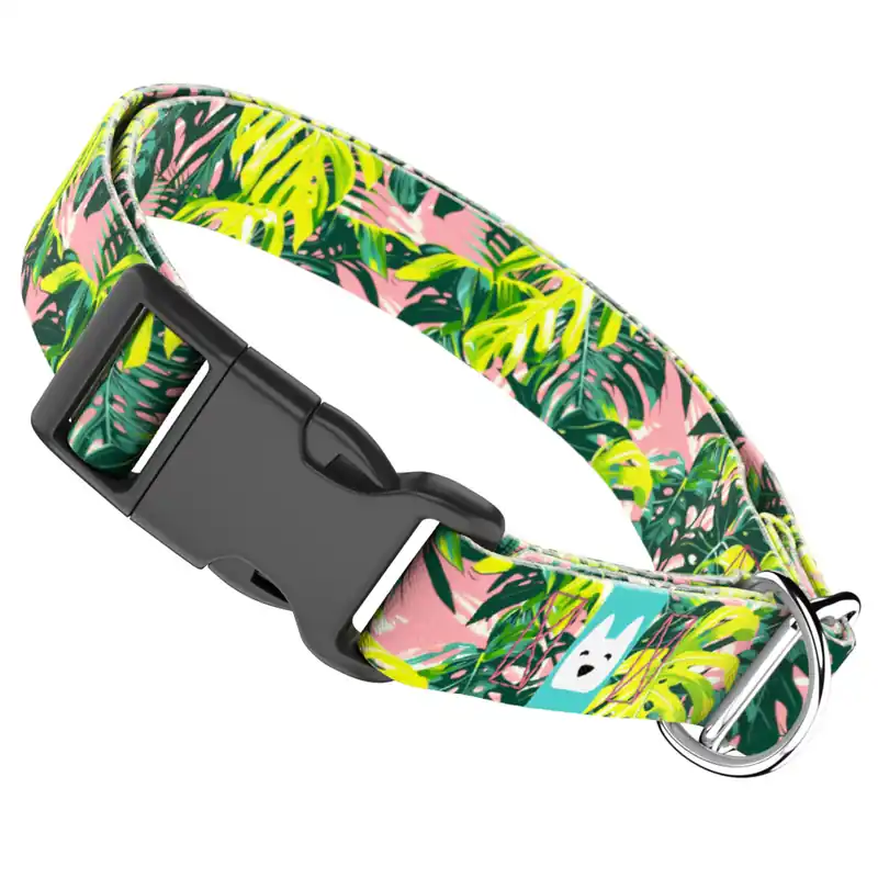 Outlet Monstera levelek rózsaszín alapon - Kutya Nyakörv - april & june