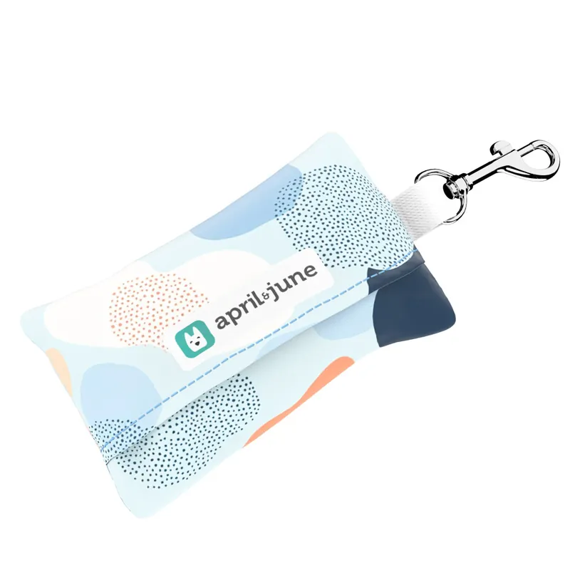Végkiárusítás Pasztell kék és barack - Kutyakaki zacskó tartó - Pastel blue and peach - april & june