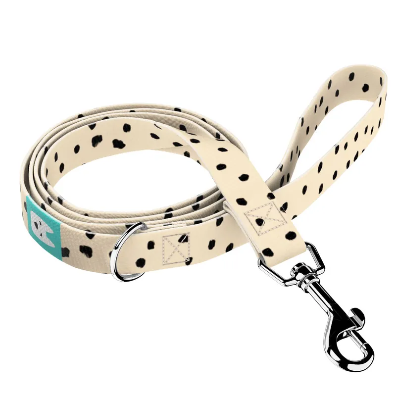 Biztonságos fizetés Fekete foltok bézs alapon - Kutya Póráz - Black dots on beige - april & june