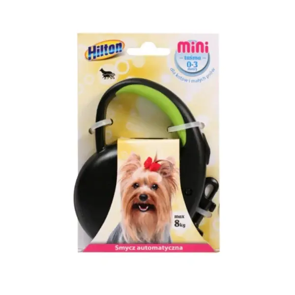 Expressz szállítás HILTON MINI TAPE KUTYAKÖTÉL, 3M SZALAG, 8 KG-IG, FEKETE, ZÖLD BETÉTTEL