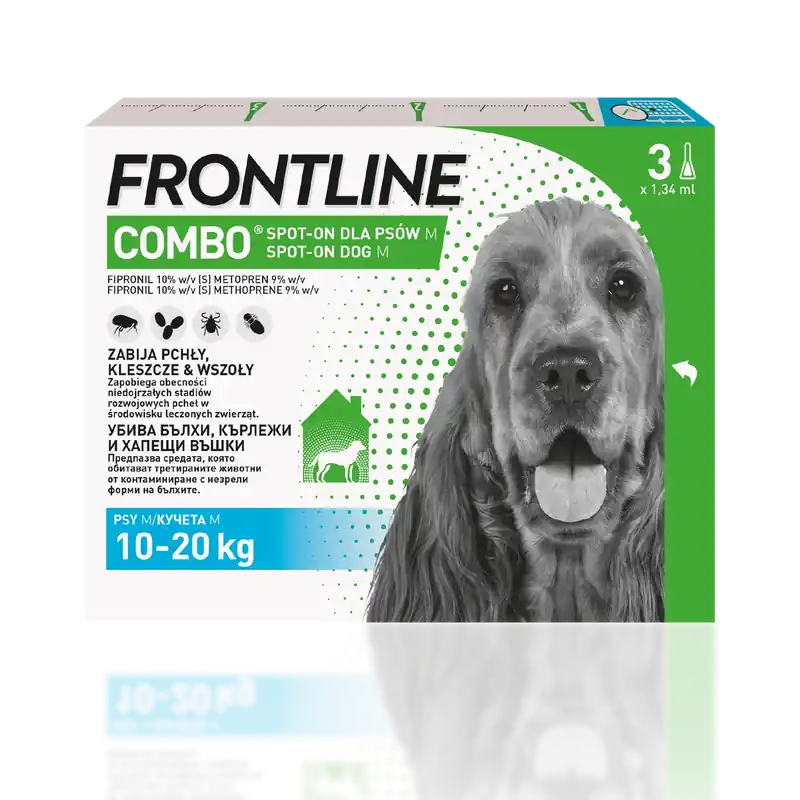 Szuper akció FRONTLINE Combo Spot-On kutya M 10–20 kg (3 db 1,34 ml-es pipetta)