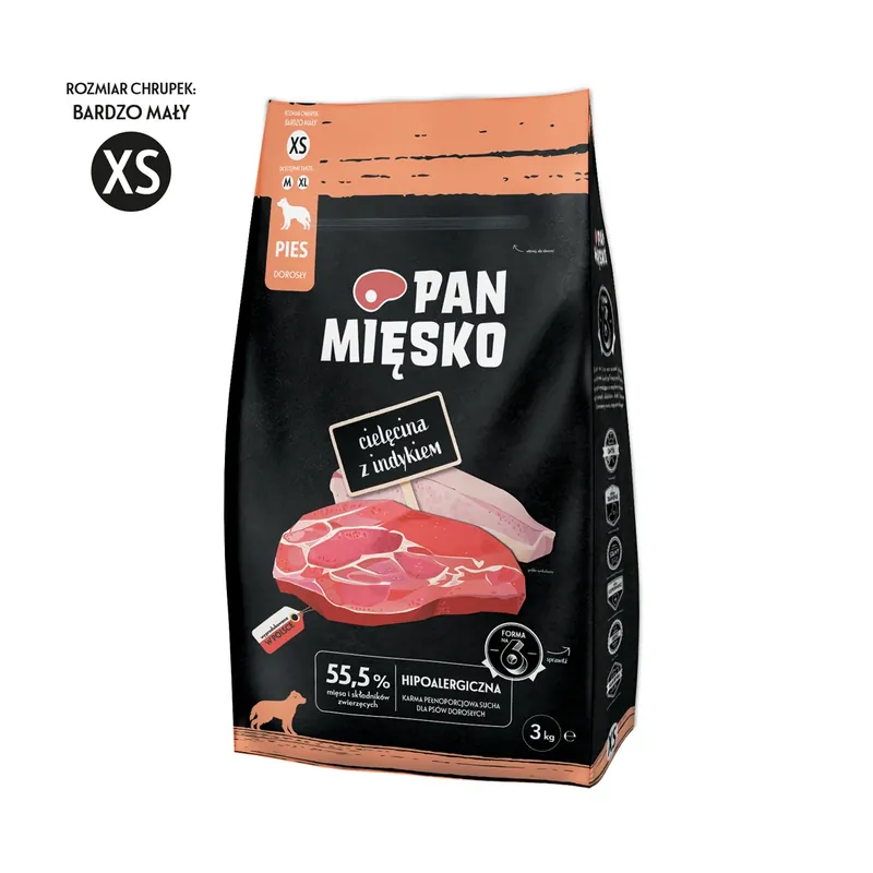 PAN MIĘSKO Borjúhús pulykahússal XS 3 kg Azonnal elérhető
