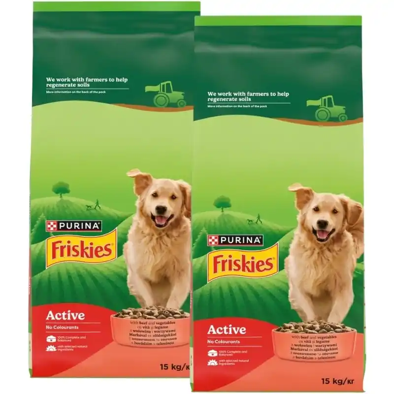 Ne maradj le Friskies Active Food felnőtt kutyáknak marhahússal és zöldségekkel, 2x15 kg