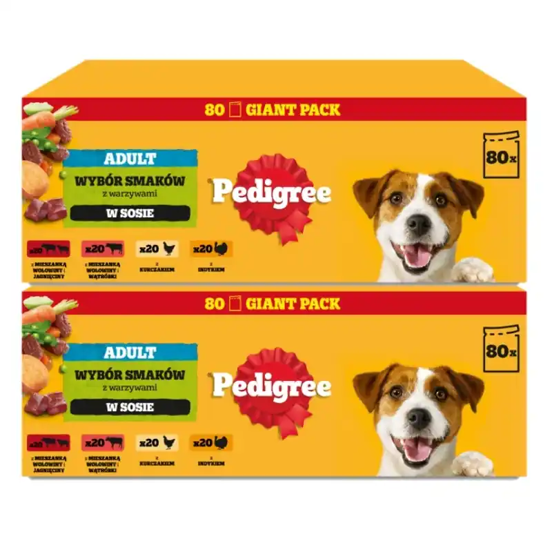Biztonságos fizetés PEDIGREE® felnőtt kutyáknak szánt nedves eledel, különböző ízekben, szószban, 160 x 100 g