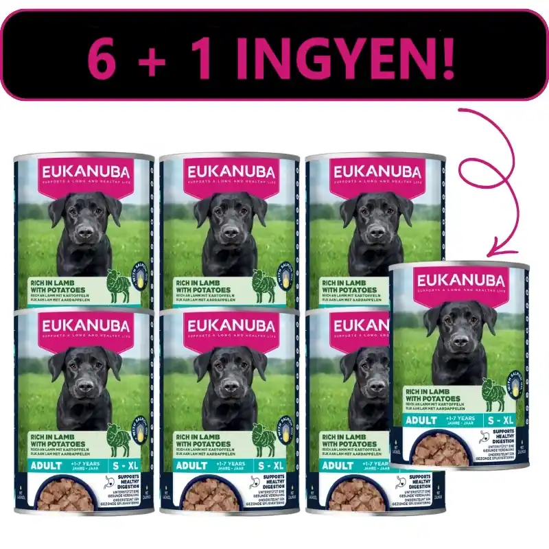 Kedvezményes ár EUKANUBA Nedves eledel felnőtt kutyáknak, bárányhússal és burgonyával 6x400g + 400g ingyen