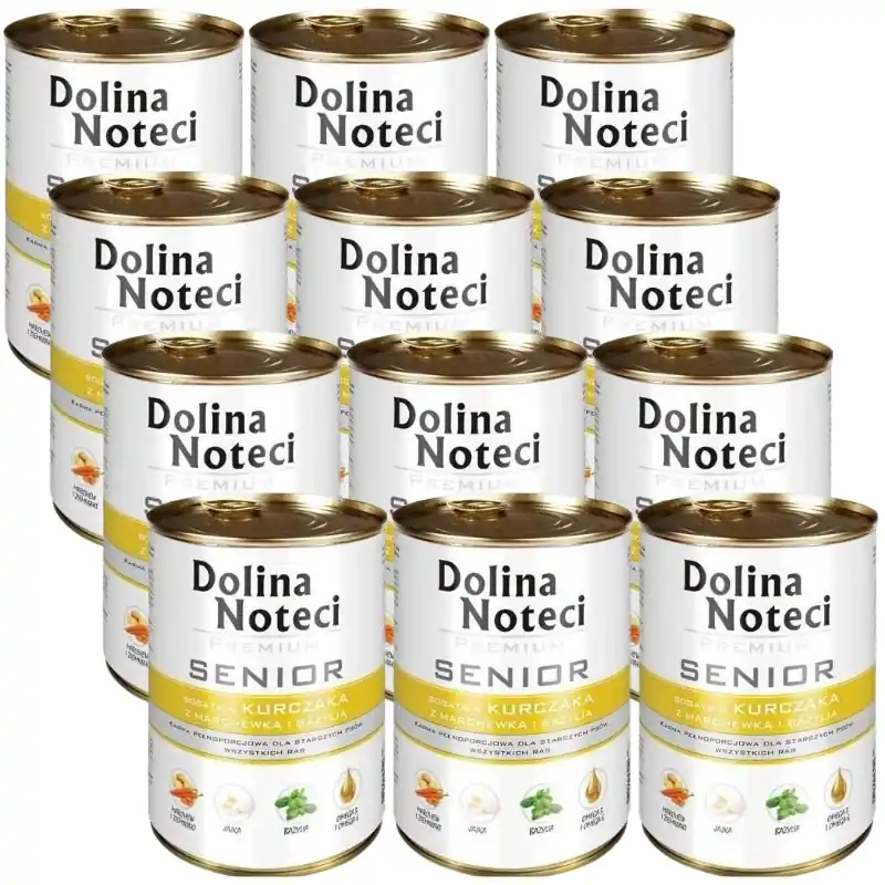 Dolina Noteci Prémium Senior csirke sárgarépával és bazsalikommal 12x400g Biztonságos fizetés