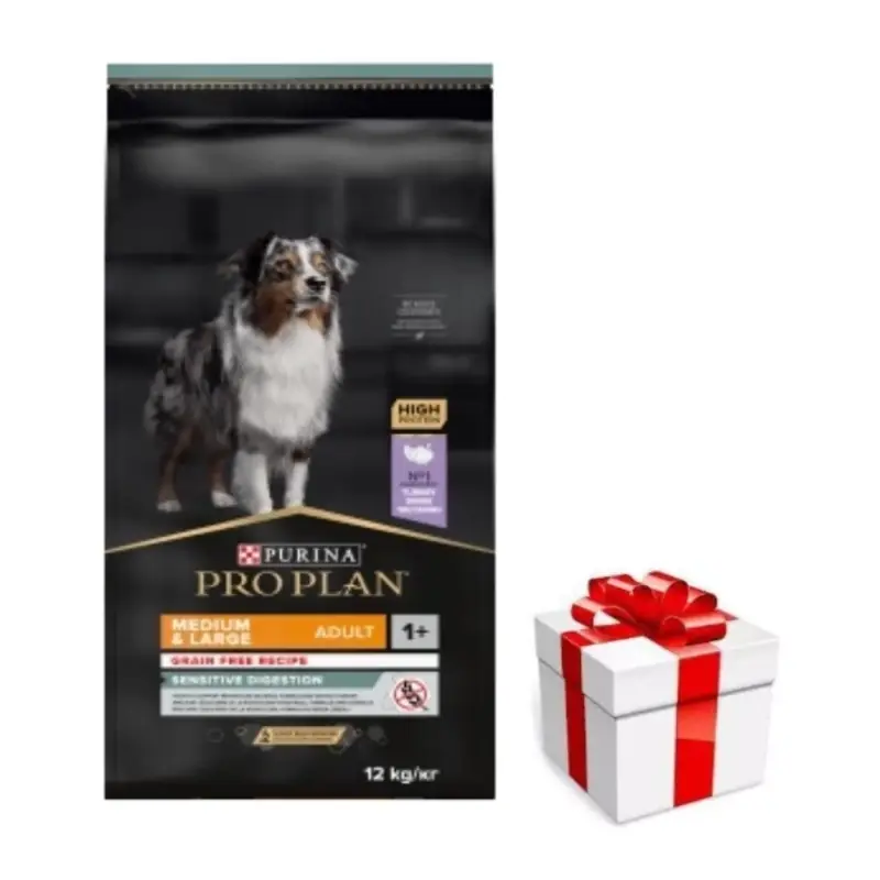 PRO PLAN Sensitive Digestion felnőtt pulykában gazdag kutyatáp 12kg + Meglepetés A Kutyádnak Ingynes Szezonális akció