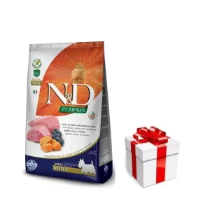 Farmina N&D Tök Gabonamentes kutyáknak LAMB & BLUEBERRY ADULT MINI 7kg + MEGLEPETÉS A KUTYÁDNAK Kedvezményes ár