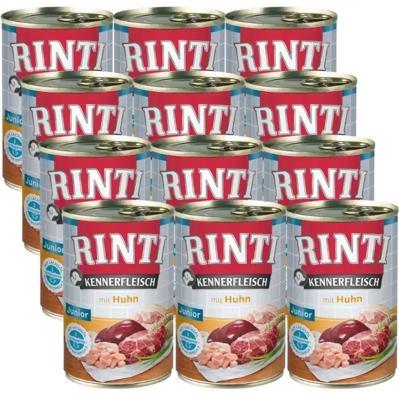Rinti Kennerfleisch Junior Huhn nedves kutyaeledel - csirke 12x400g Árcsökkenés
