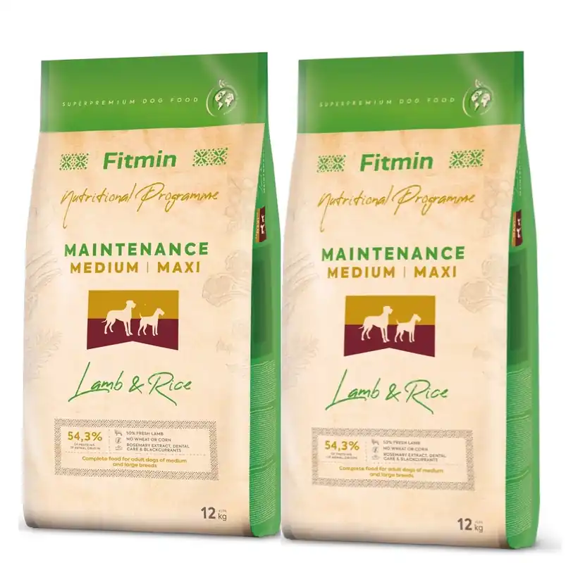 Korlátozott ajánlat FITMIN Medium Maxi Maintenance Bárány&Rizs 2x12kg