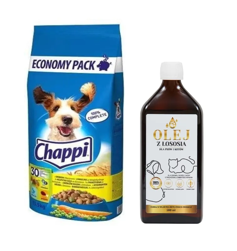 Chappi Száraz kutyatáp baromfival és zöldségekkel 13.5kg + LAB V vitaminokkal dúsított lazacolaj 500ml Olcsóbb