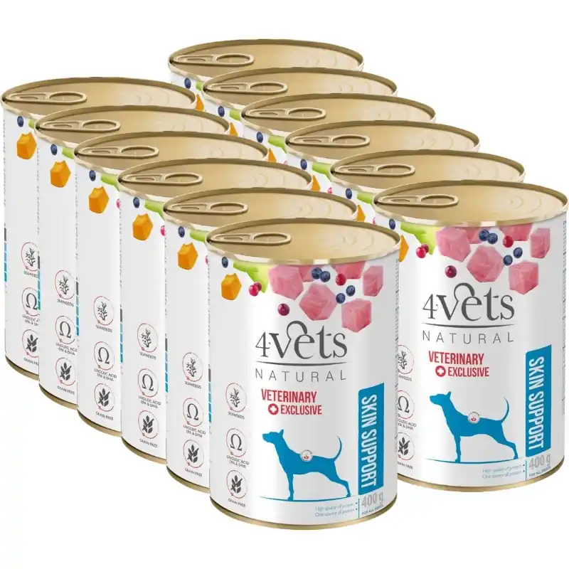 4Vets Kutya bőr táplálék-kiegészítő 12x400 g Exkluzív ajánlat