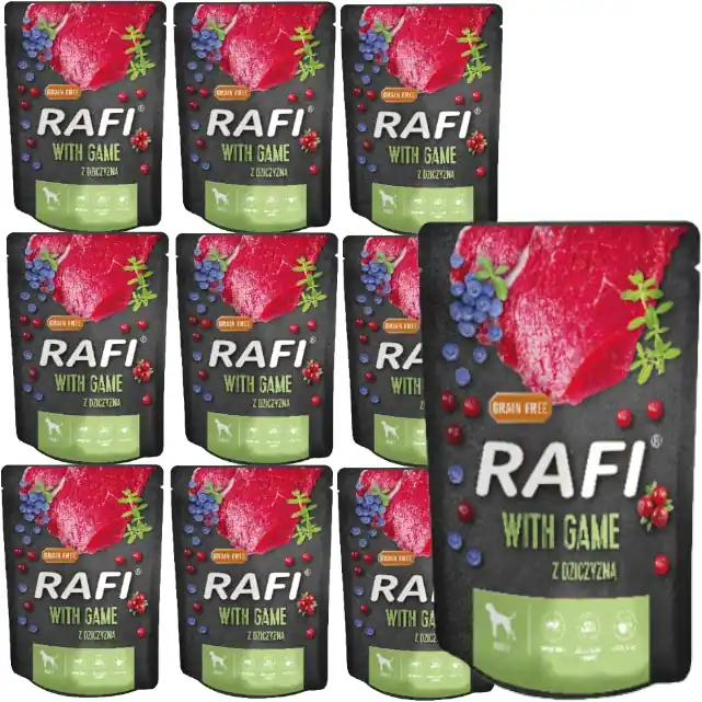 Gyors kiszállítás RAFI vadhússal kutyáknak - tasak 10x300g (fekete csomag)