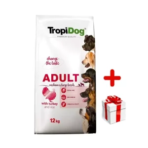 Tropidog Premium Adult Medium & Large Breed pulyka rizzsel 12kg + MEGLEPETÉS A KUTYÁDNAK Akciós ár