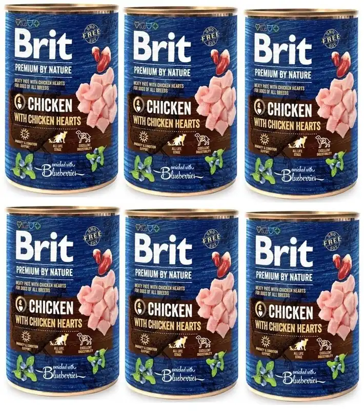 Végkiárusítás Brit Premium By Nature csirke csirkeszívvel 6x800g