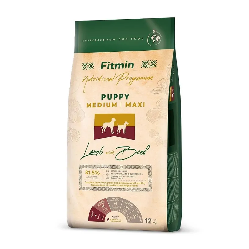 FITMIN Medium Maxi Puppy Bárány és marha 12 kg Különleges ajánlat