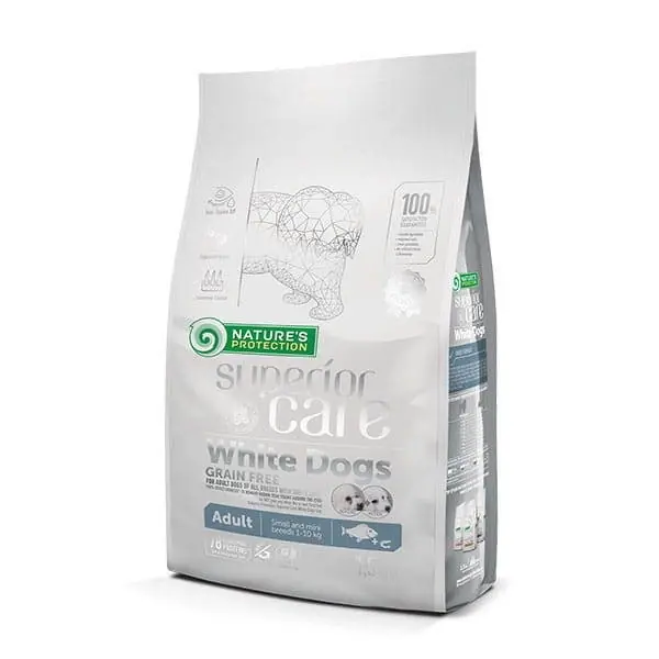 Korlátozott ajánlat Nature‘s Protection Nature’s Protection Superior Care White Dogs GF White Fish Adult Small 1, 5kg