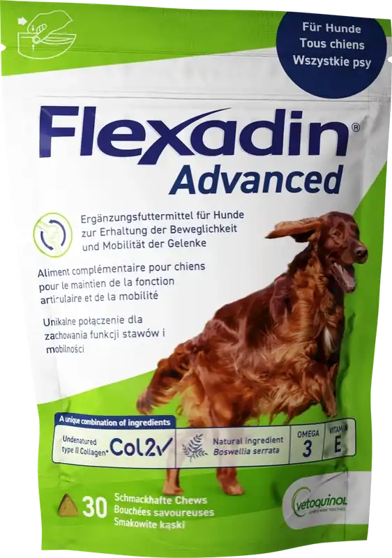 Árengedmény VETOQUINOL Flexadin Advanced kiegészítő táp kutyáknak 90g (30 falat)