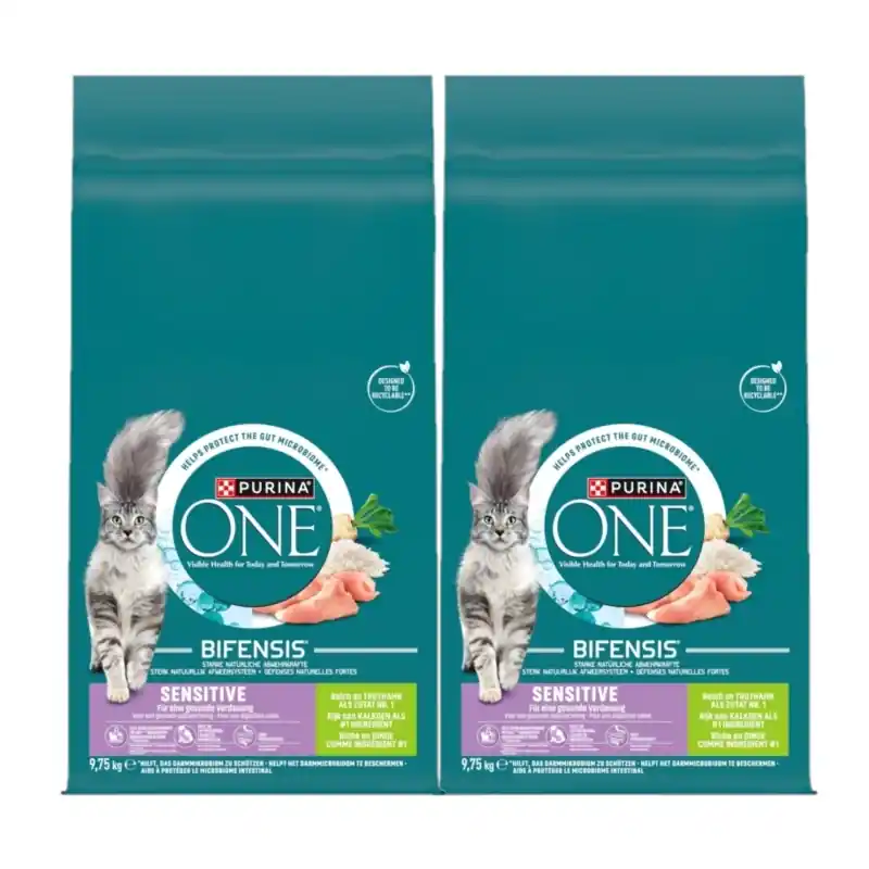 Purina One Sensitive pulykás rizses eledel felnőtt macskáknak 2x9.75 kg Akció