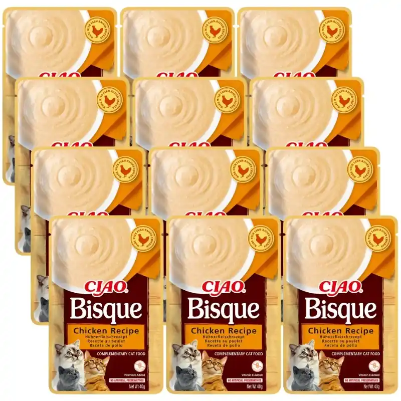 Szuper ajánlat INABA Cat Ciao Bisque - kiegészítő eledel macskáknak csirke ízzel 12x40g
