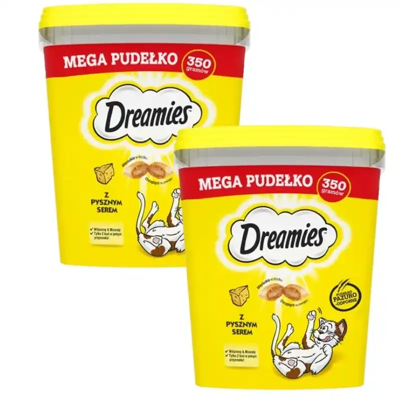 DREAMIES Mega Box 2x350 g - kiegészítő eledel felnőtt macskáknak, finom sajttal Biztonságos fizetés