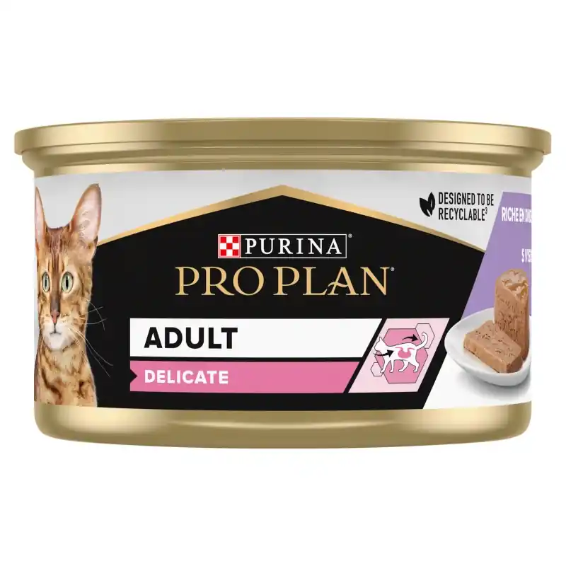 Olcsó PRO PLAN Adult Delicate nedves macskaeledel, püré pulykával, 85 g