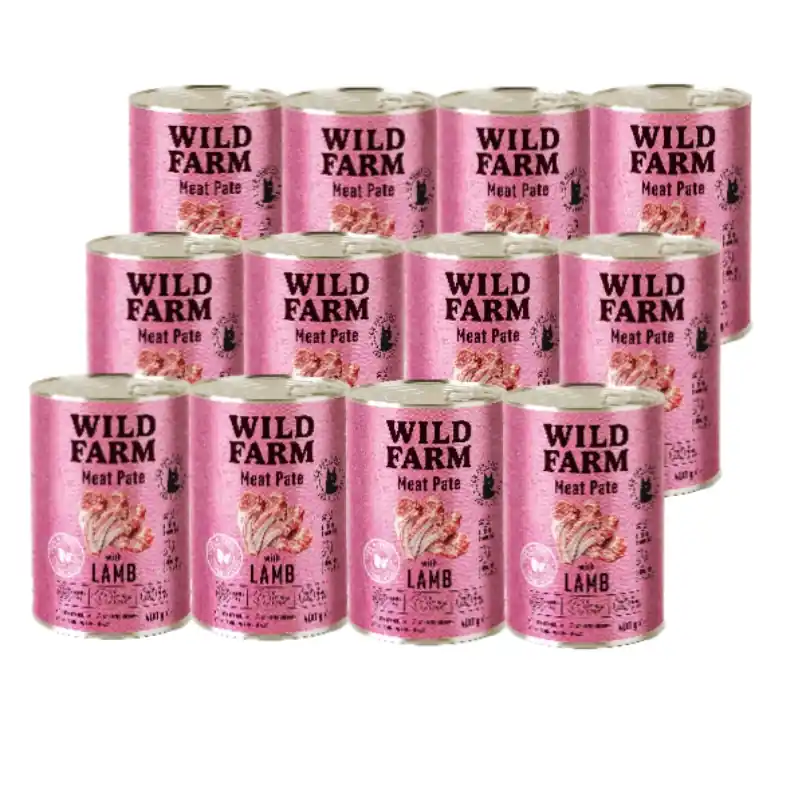 Ajánlat WILD FARM Pate bárányhússal 12x400g - gluténmentes macskaeledel