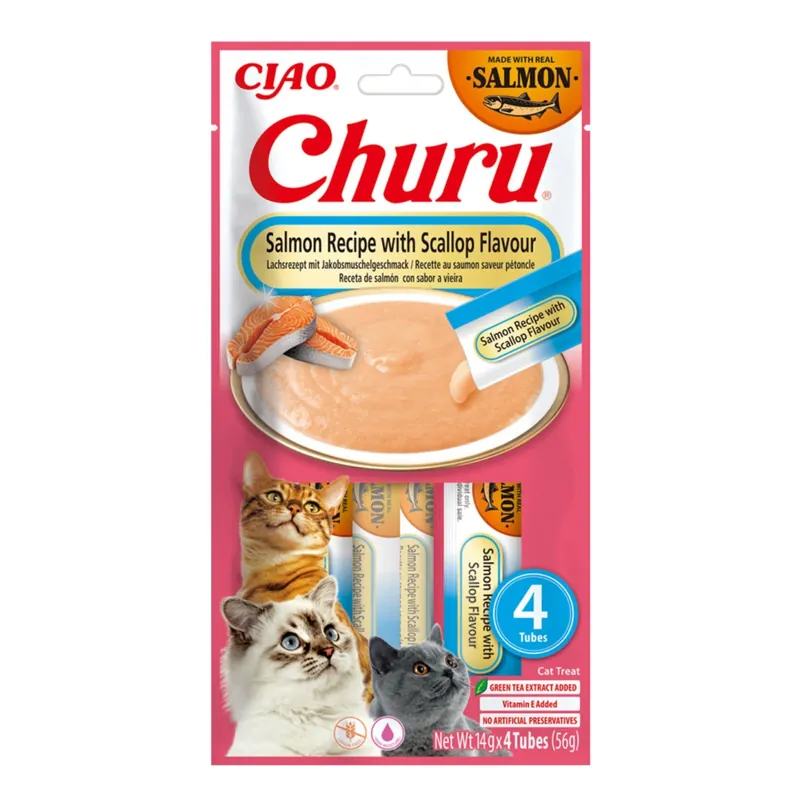 Árengedmény INABA CAT CHURU lazac fésűkagylóval 4x14g