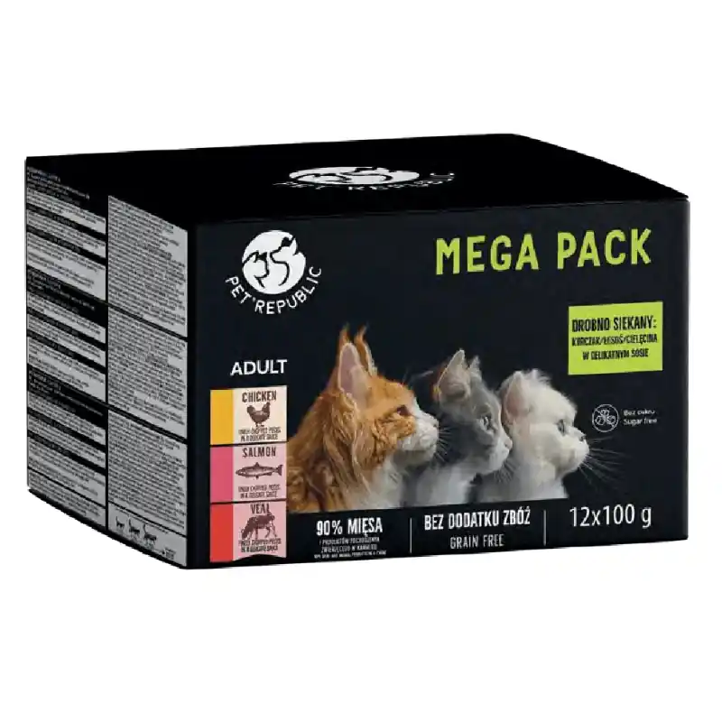 PetRepublic nedves macskaeledel darabok finom szószban MIX 3 ízben 2x (12x100g) Legjobb ár