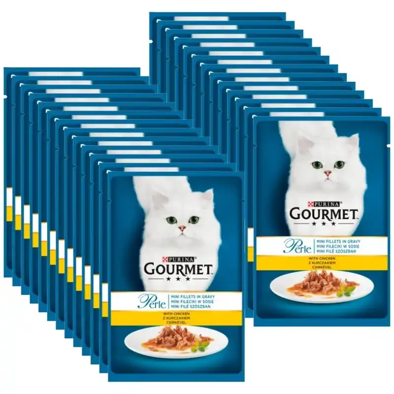 Rendeld meg most Purina Gourmet Perle Macskaeledel mini filé szószban csirkével 26x85g