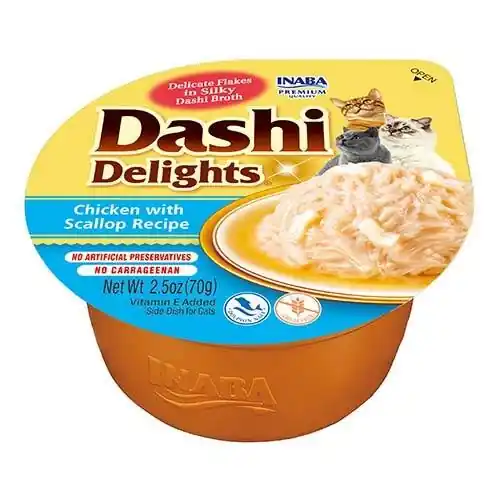 Inaba DASHI kiegészítő macskaeledel - csirke és fésűkagyló ízű húsleves 70 g Népszerű