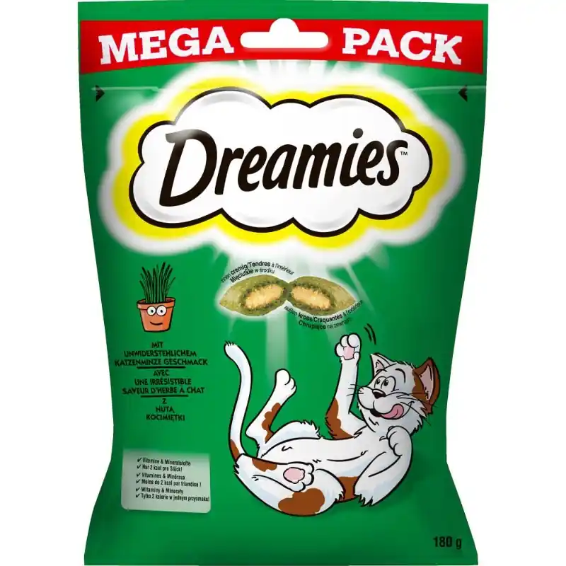 Utolsó esély DREAMIES 180g macskamenta jutalomfalat macskamentával