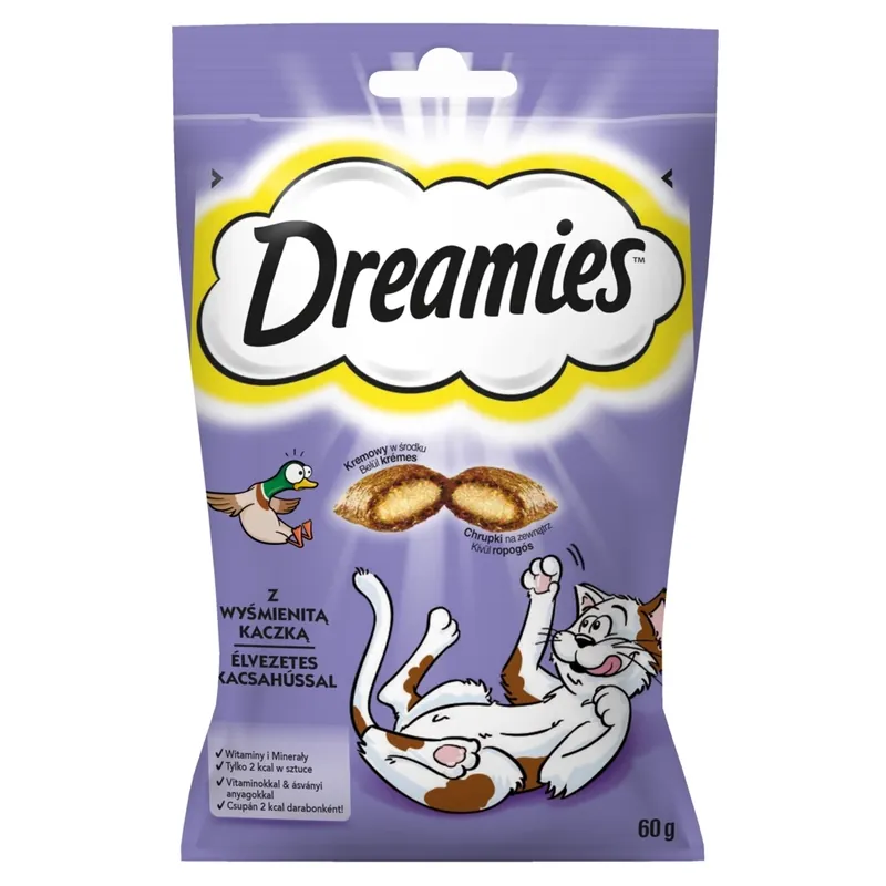 Azonnali szállítás DREAMIES macskaeledel kacsával 60 g