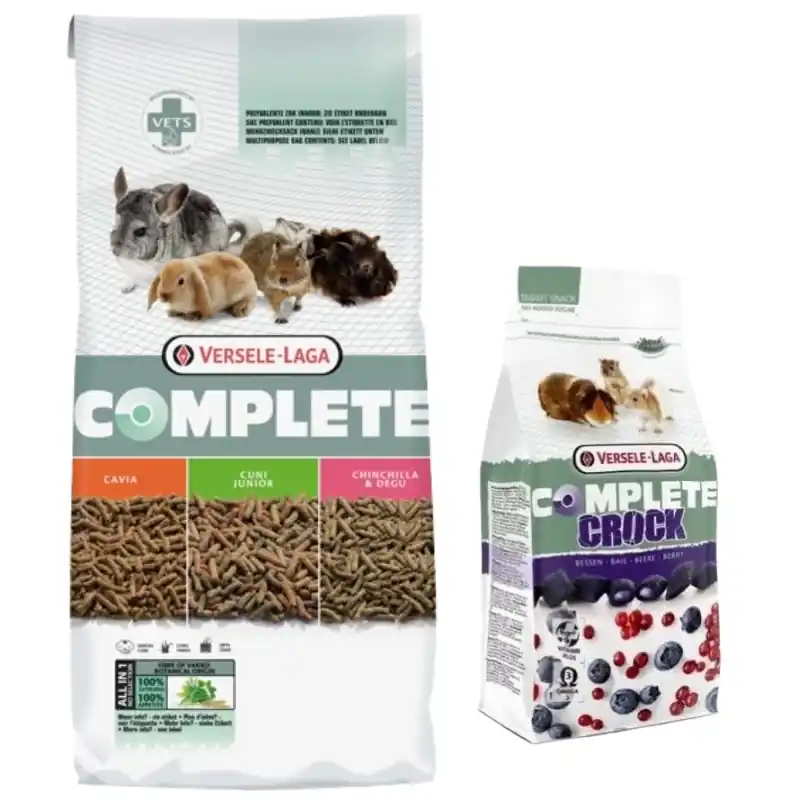 Akció VERSELE-LAGA Cuni Junior Complete 8kg - eledel fiatal nyulaknak + VERSELE LAGA Crock Complete Berry - bogyós csemege nyulaknak és rágcsálóknak 50 g