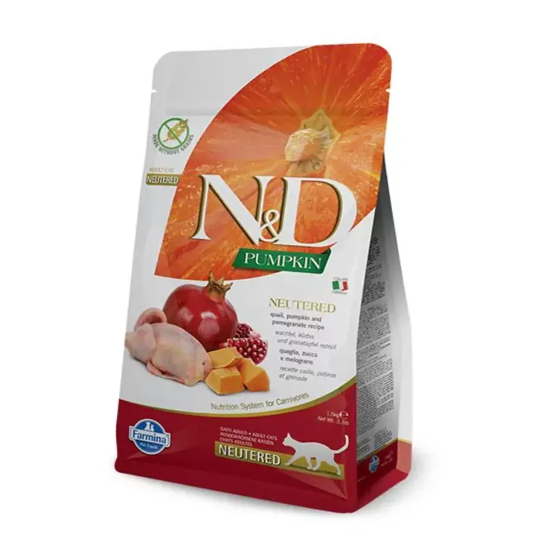 N&D Cat Grain Free Neutered Fürj&Gránátalma Sütőtökkel 1,5kg Legkelendőbb