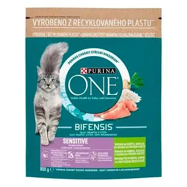 Népszerű PURINA ONE 750gr Sensitive pulykában és rizsben gazdag száraz eledel felnőtt macskáknak