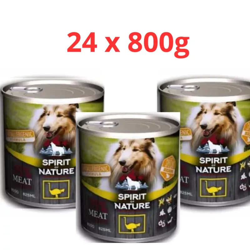 Legnépszerűbb Spirit of Nature Dog 24x800g konzerv Strucchússal